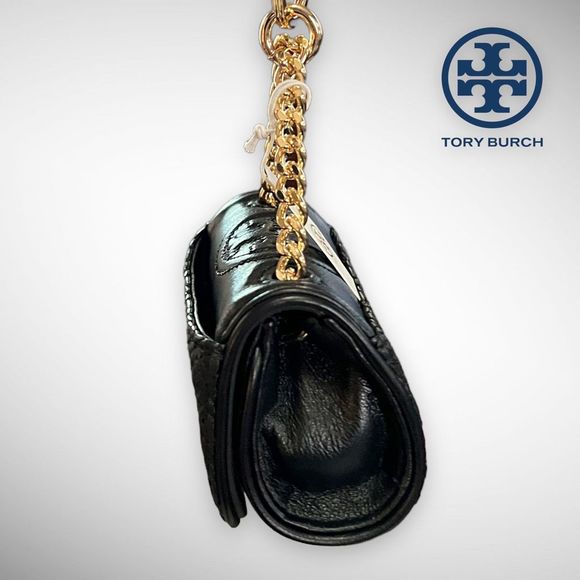 NWT Tory Burch Lil Fleming Key Fob / Bag Charm in Black Napa Leather $115 - Picture 14 of 16